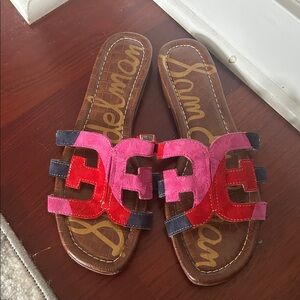 Sam Edelman Red and Pink Slide Sandals